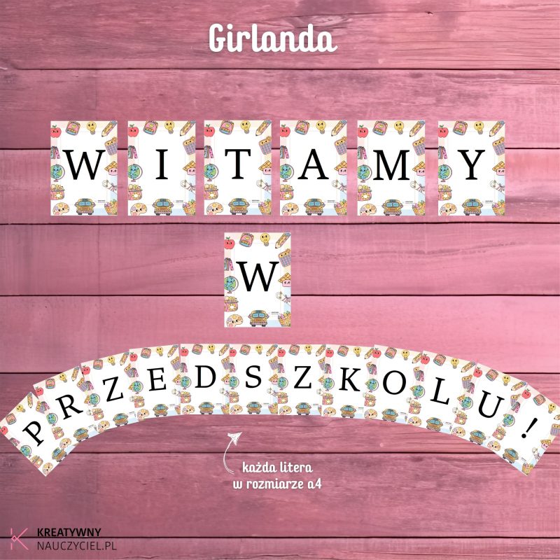 Girlanda "WITAMY W PRZEDSZKOLU"