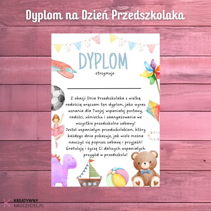 Dyplom na Dzień Przedszkolaka
