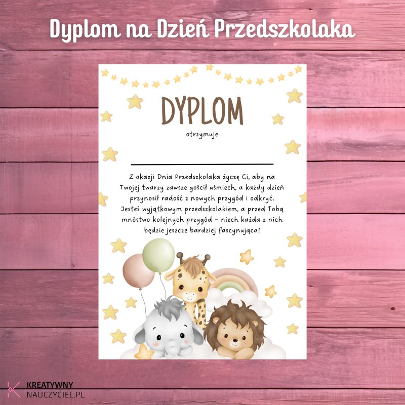 Dyplom na Dzień Przedszkolaka - wzór 2