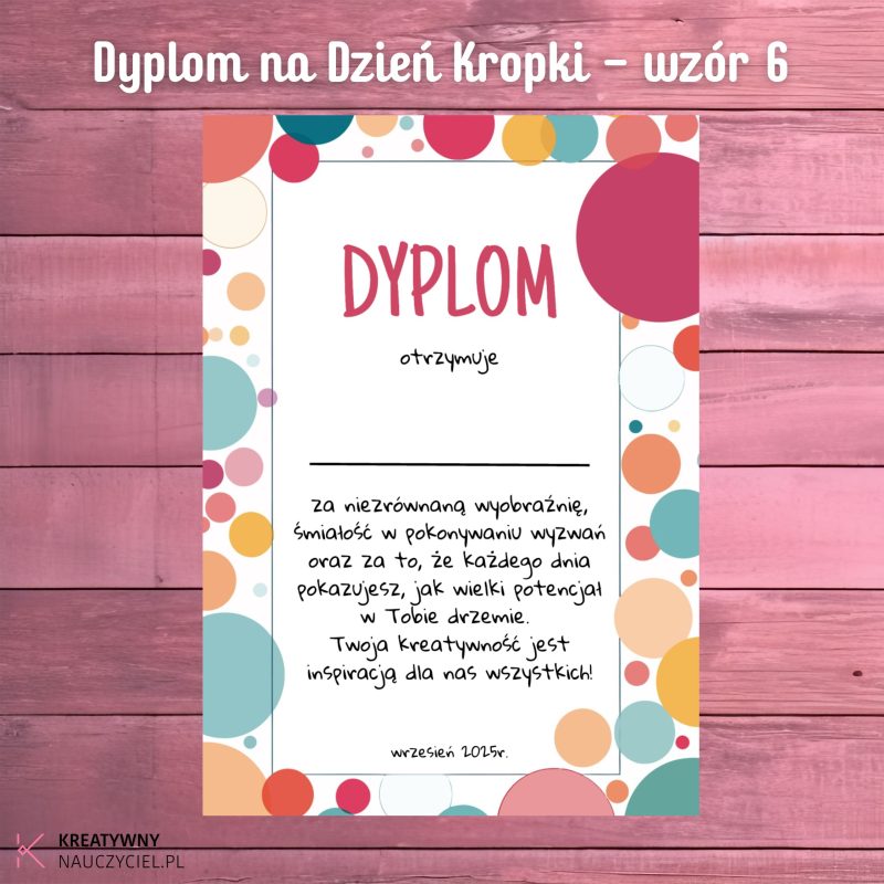 Dyplom na Dzień Kropki - wzór 6