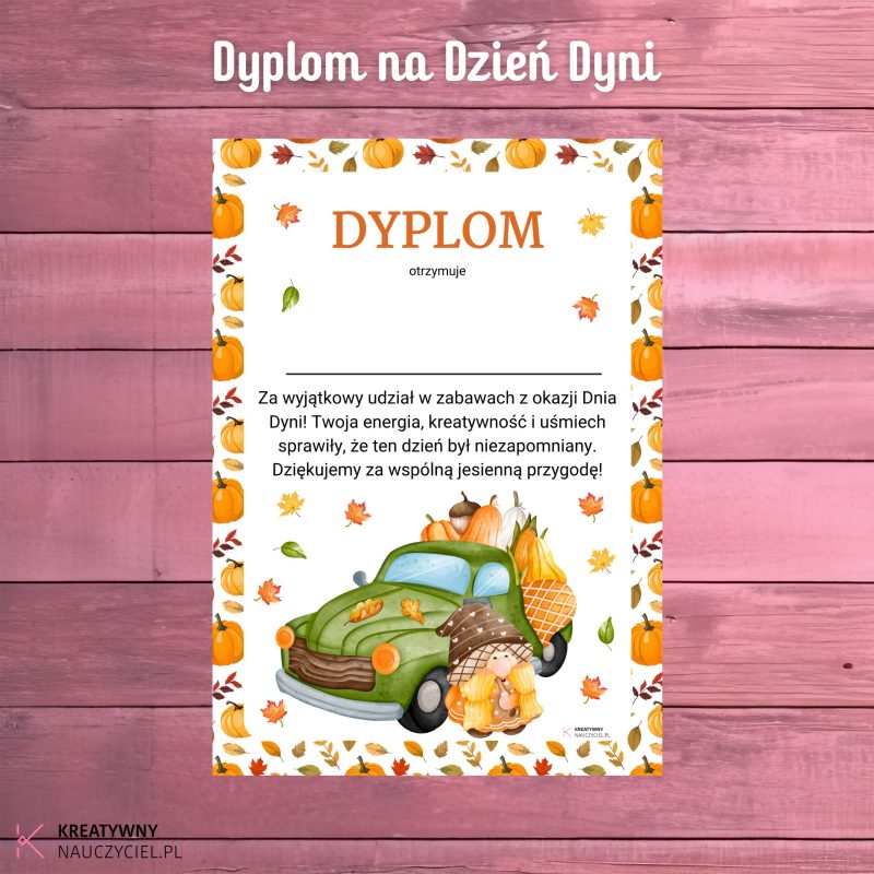 Dyplom na Dzień Dyni - wzór 1