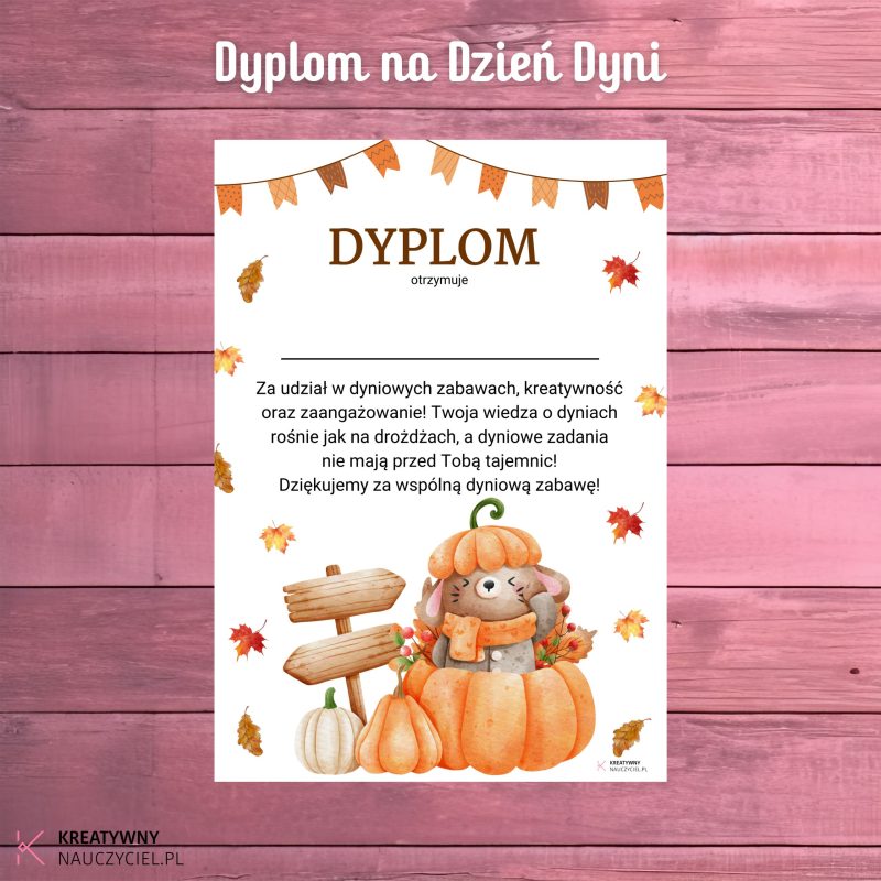 Dyplom na Dzień Dyni - wzór 2