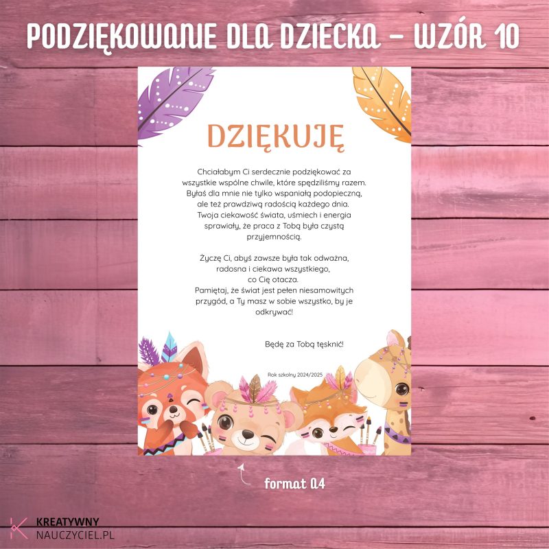 Podziękowanie dla dziecka - wzór 10