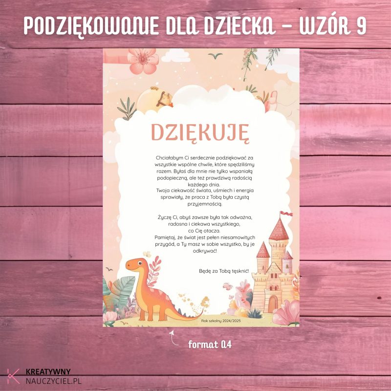 Podziękowanie dla dziecka - wzór 9