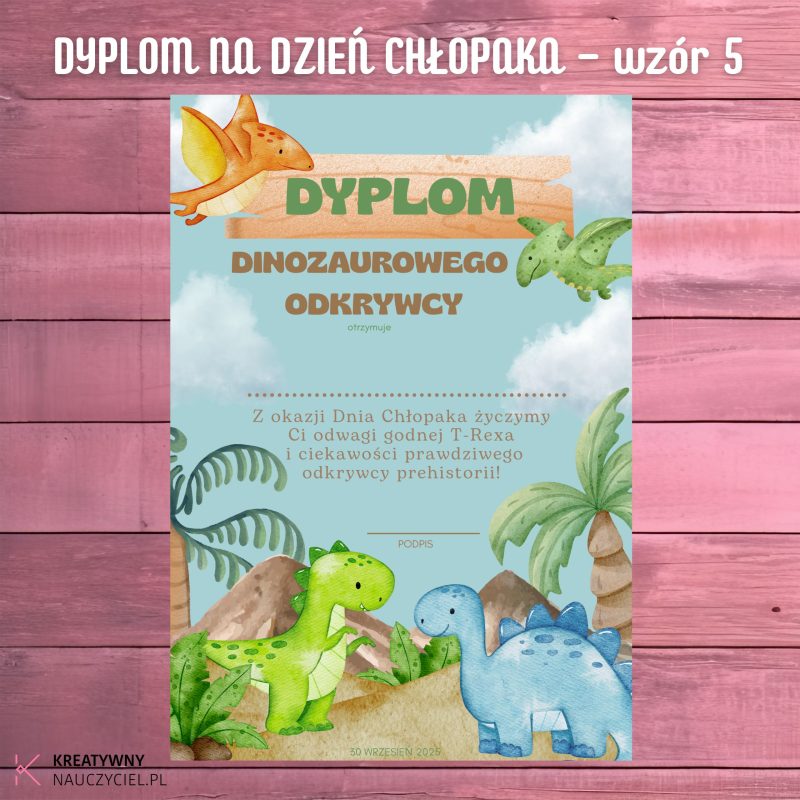 Dyplom na Dzień Chłopaka - wzór 5