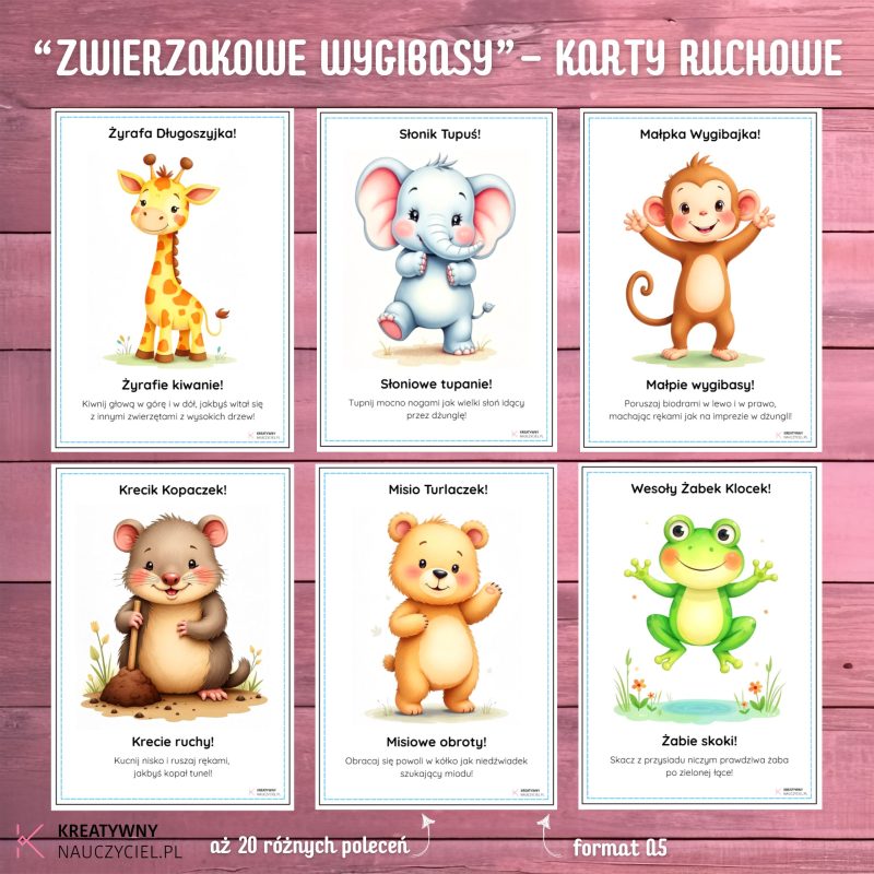 "Zwierzakowe wygibasy" - karty ruchowe