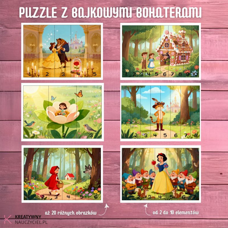 Puzzle z bajkowymi bohaterami
