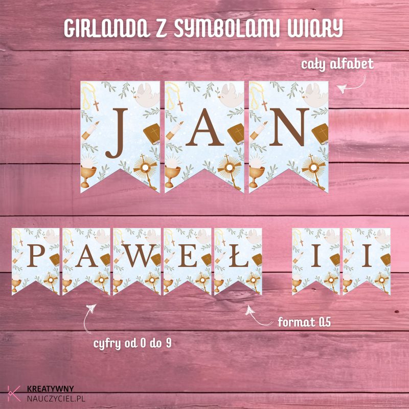 Girlanda z symbolem wiary