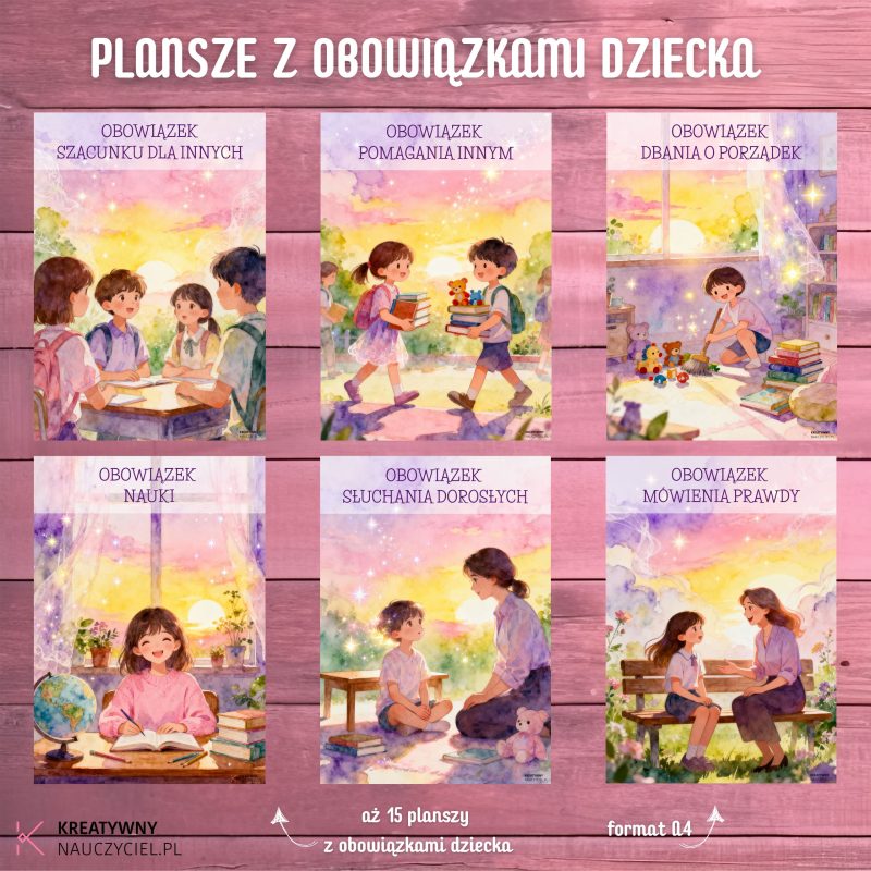 Plansze z Obowiązkami Dziecka