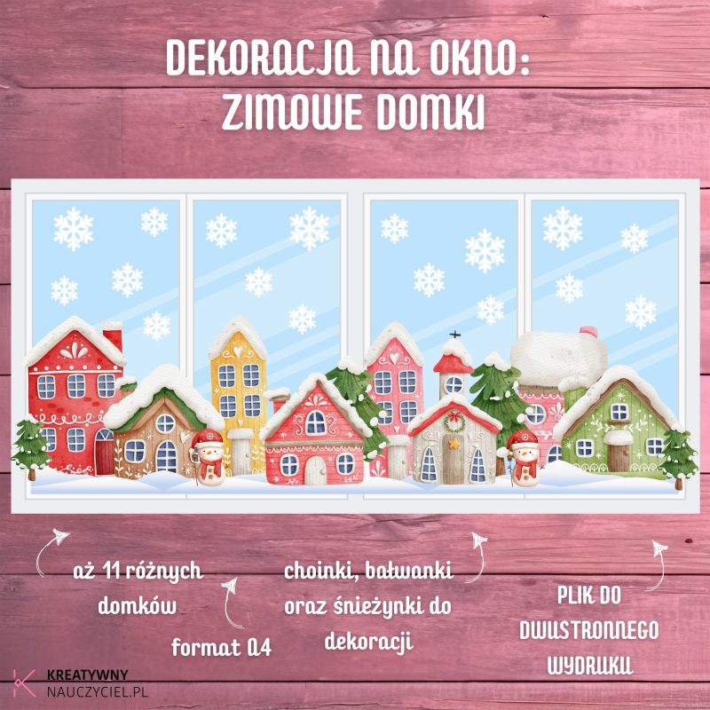 Dekoracja na okno - Zimowe Domki