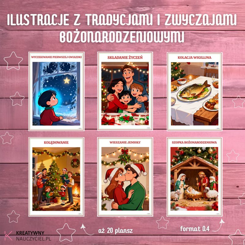 Ilustracje - zwyczaje i tradycje Bożonarodzeniowe