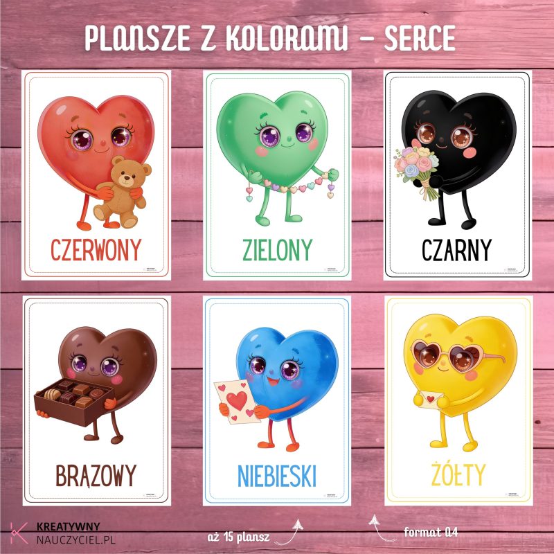 Plansze z kolorami – serce