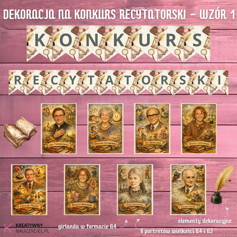Dekoracja na konkurs recytatorski – wzór 1