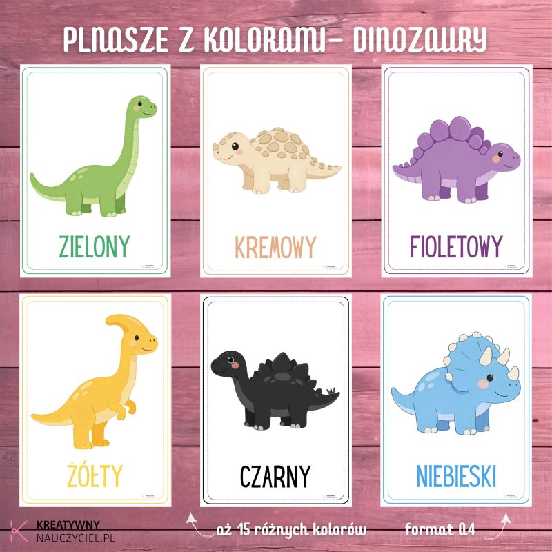 Plansze z kolorami - Dinozaury