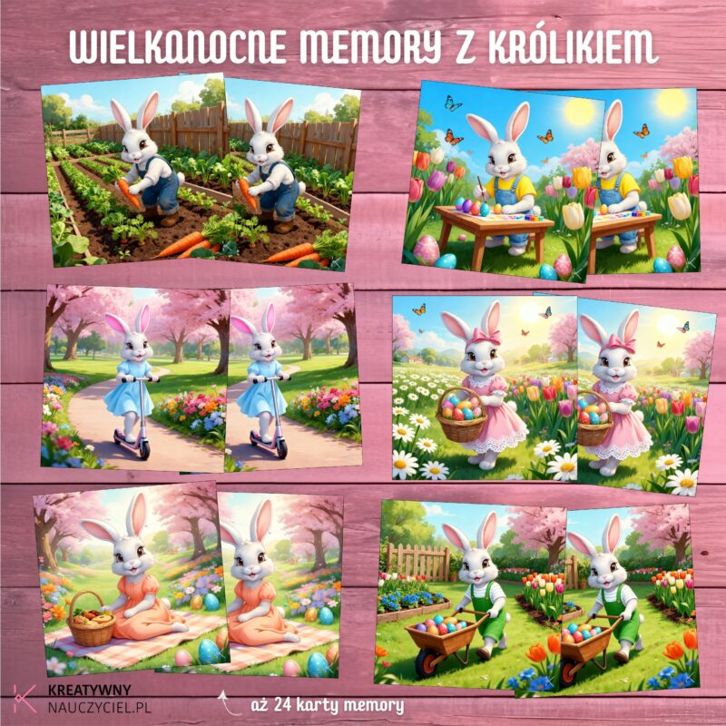 Wielkanocne Memory z Królikiem