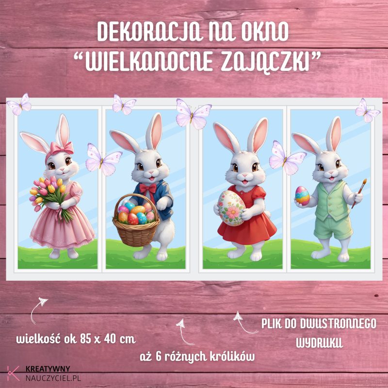 Dekoracja na okno "Wielkanocne zajączki"