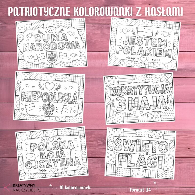 Patriotyczne kolorowanki z hasłami