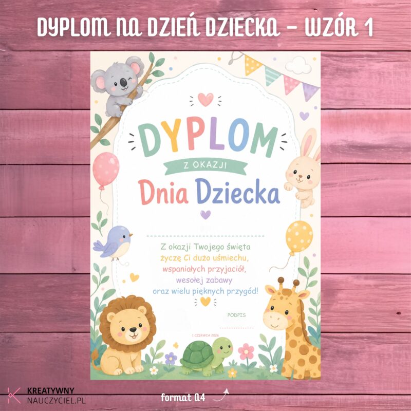 Dyplom na Dzień Dziecka – wzór 1