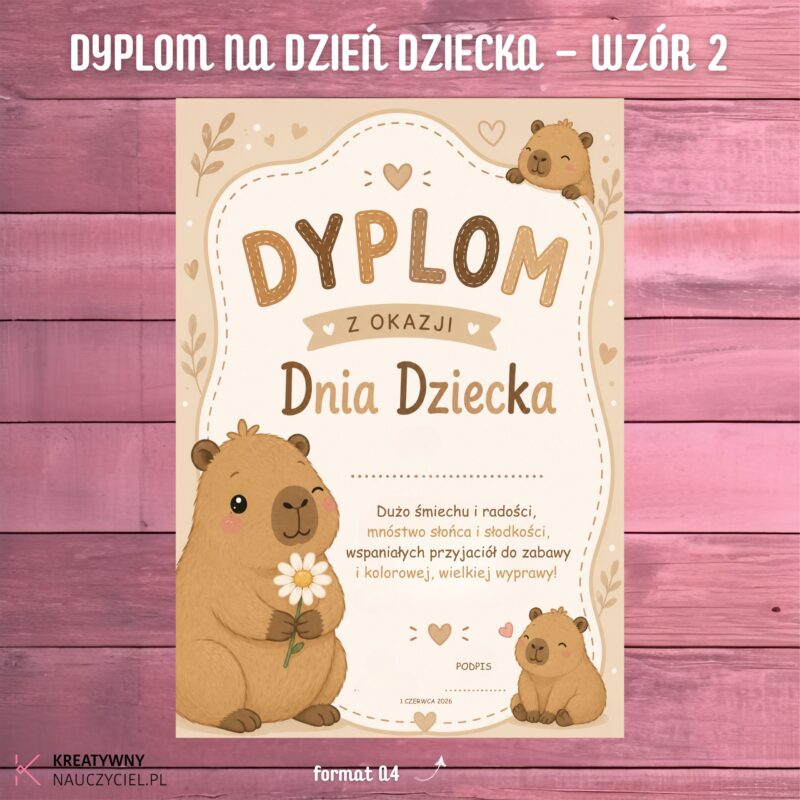 Dyplom na Dzień Dziecka – Wzór 2