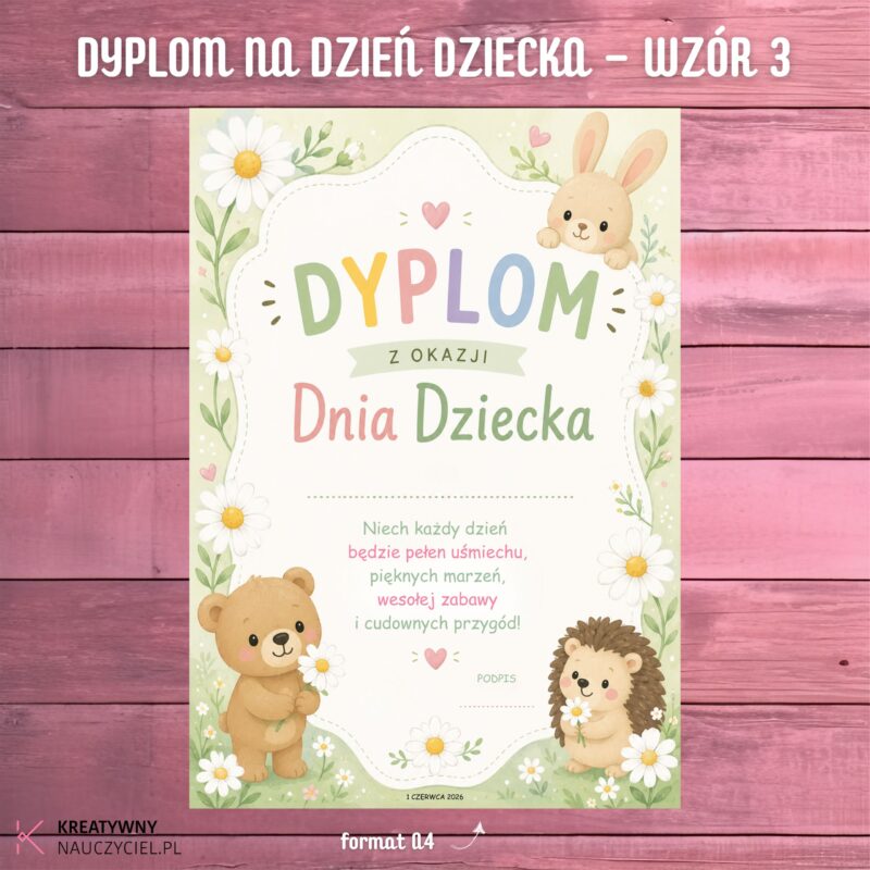 Dyplom na Dzień Dziecka – Wzór 3