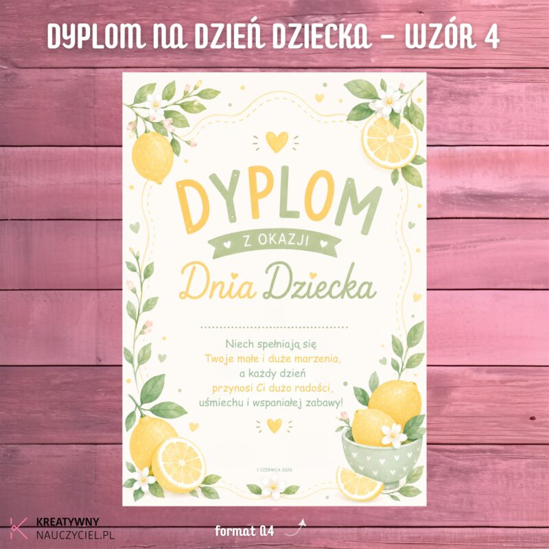 Dyplom na Dzień Dziecka – Wzór 4