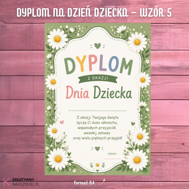 Dyplom na Dzień Dziecka – Wzór 5