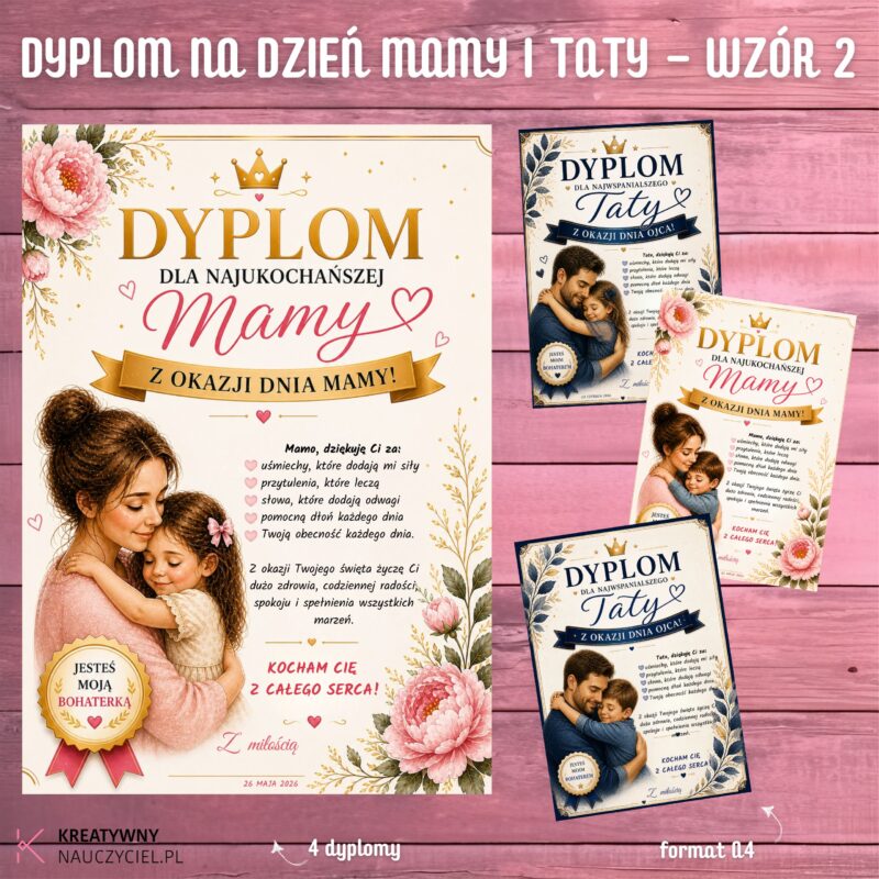 Dyplom na Dzień Mamy i Taty – Wzór 2