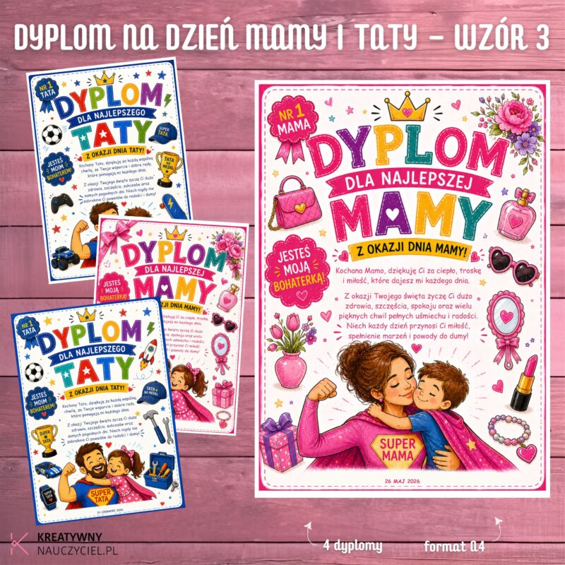 Dyplom na Dzień Mamy i Taty – Wzór 3
