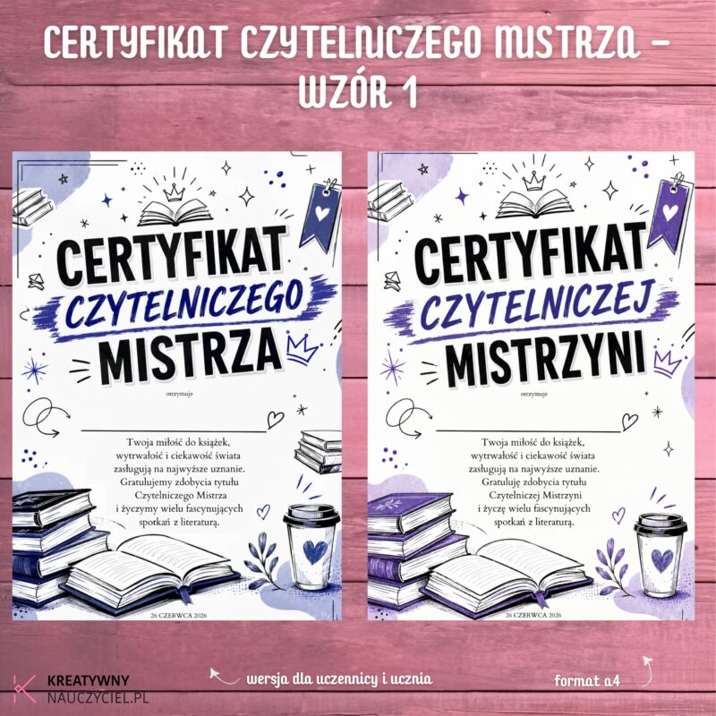 Certyfikat Czytelniczego Mistrza - wzór 1