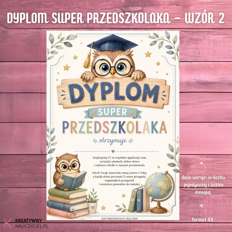 Dyplom super przedszkolaka - wzór 2