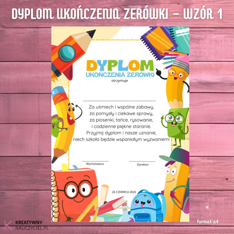 Dyplom Ukończenia Zerówki - wzór 1