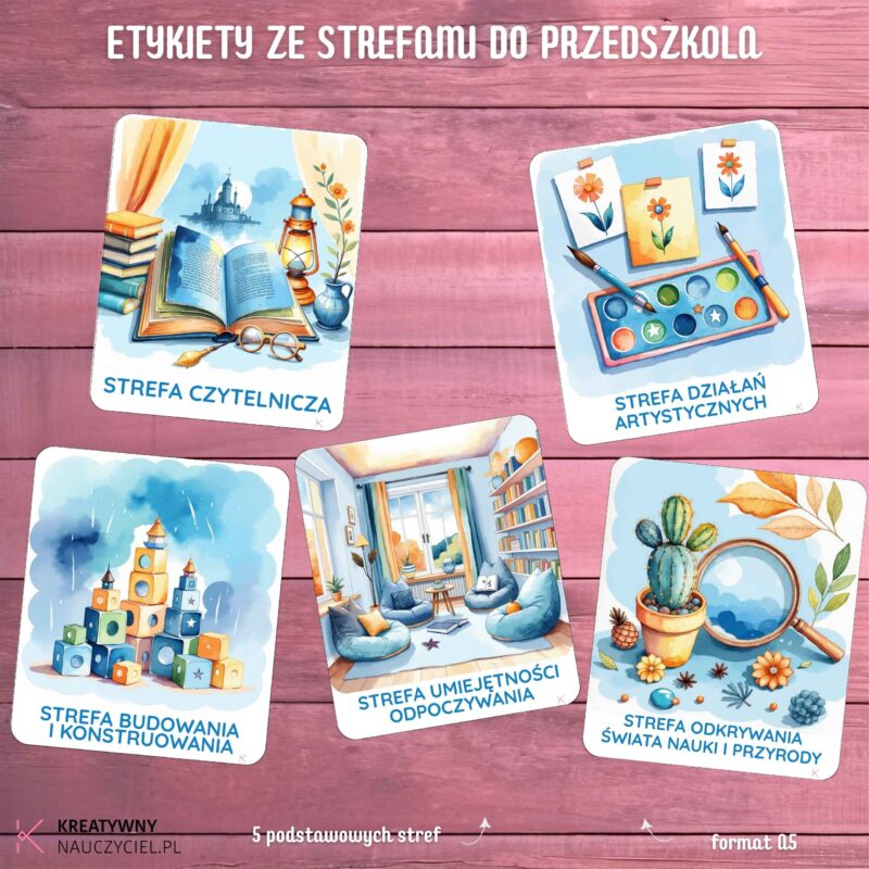 Etykiety ze strefami do przedszkola