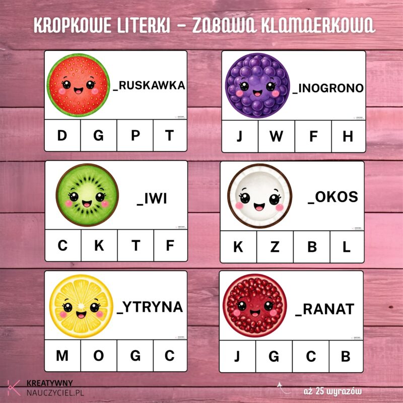 Kropkowe Literki – zabawa klamerkowa